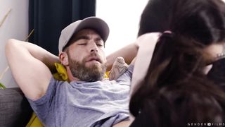 Lucky dude bareback fucks new TS roommate so hard