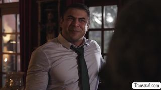 Stepdad surprise his TS stepteen anal birthday gift