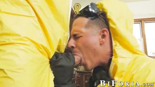 Bunny Colby sucks stud off while Wolf Hudson bangs him hard