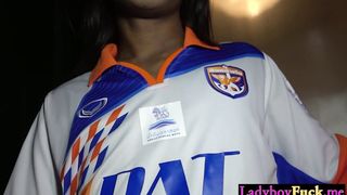 Hot ladyboy rubbed dick before anal sex