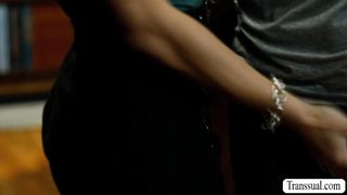 Busty horny Tgirl analed in the library by stranger