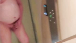 The old faggot Michel Steuve loves risky public exposure in building elevator