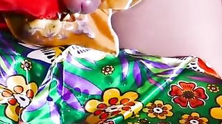 Dom Dominatrix Sissy cuming yam-sized fountain dressed in satin