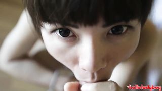 23yo guiltless looking Thai t-girl gives up her bum to enormous milky trunk