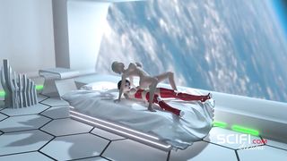 Steamy dickgirl drills rock hard a youthful chick in the space station