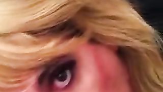 Sissy fellates and takes her fountain on her face