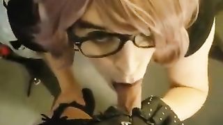 Gurl deepthroats sausage.