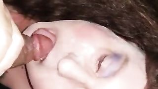 Fledgling CD receives monster facial cumshot from massive meatpipe