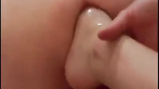 Shecock marionette getting pink hole spread