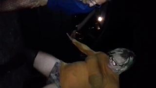 Urinating my thongs in a carpark I'm running in rivulets in dudes's urinate