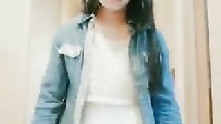 First-Timer Teenager Japanese She-Male Blows A Load In Glass