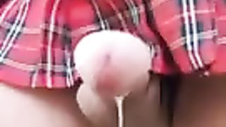 ijerking off in mini-skirt
