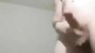 Fabulous She-Male with a glass fuck stick shoots a humungous flow