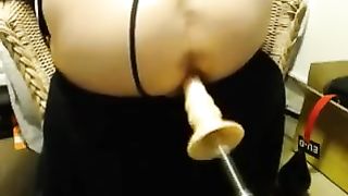 Giant Anal Invasion Moment with Penetrating Machine for Pretty T-Girl