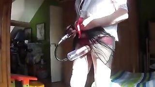 she-male transvestite teenie pumping college undergarments web cam 29