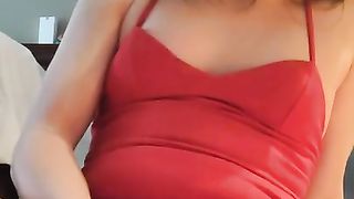 Teenage crossdresser gobbles own jizm