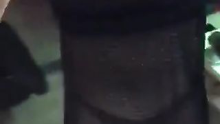 Teenage fag crossdresser in sundress have fun-off