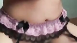 Crossdressing Crimson Jism While Railing