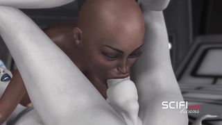 Sci-fi Woman Alien Ravages a Ebony Female in the Space Station