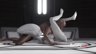 Sci-fi Woman Alien Ravages a Ebony Female in the Space Station