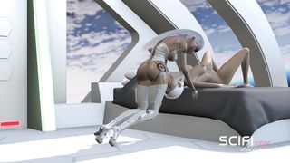 Sci-fi Escapade. Dickgirl Hookup Cyborg Pulverizes Youthfull Damsel in Orbital Statition