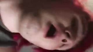 FTM TRANSGENDER CRIMSON HAIRED GOTH THROATING CHISEL AND RAILING MAN MEAT