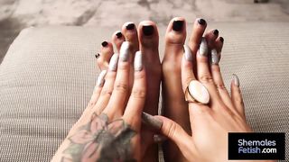 Latin she-male Megan Snow displaying off her mind-blowing soles