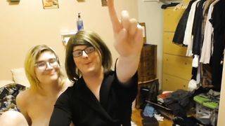 A Uber-Cute Trans Lady gets Packaged in Shrink Wrap also COCK AND BALL TORTURE