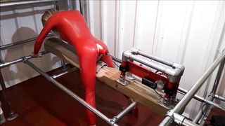 RachelSexyMaid - 34 - Basement Fuckmachine in Crimson Spandex Catsuit