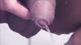 Brown-Haired Transgirl Drains in the Douche