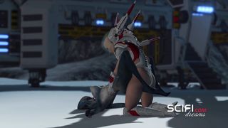 Sci-fi Gal in Spacesuit Bangs Damsel Alien on Exoplanet