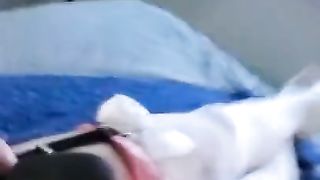 Sissy CD onanism in virginity with magic hitachi and fake penis