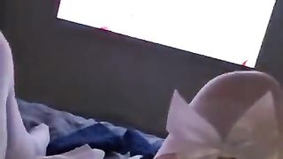 Sissy CD onanism in virginity with magic hitachi and fake penis