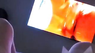 Sissy CD onanism in virginity with magic hitachi and fake penis