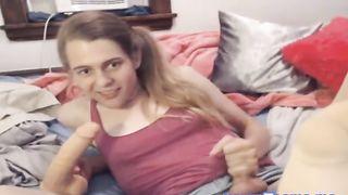 Wild Teenager Tgirl Frolicking with her Fake Penis