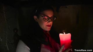 Stunner pokes t-girl for vengeance to nun