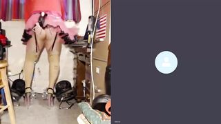 Dancing for my EBONY MAN while he converses grubby to me.