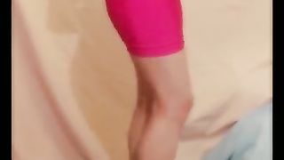 Taunting my booty and knob in a taut pinkish sundress and stripper h