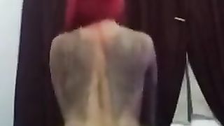 T-Girl with giant butt railing jizz-shotgun