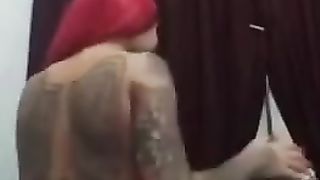 T-Girl with giant butt railing jizz-shotgun