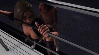 1 Bulky HERMAPHRODITISM bi-otches in douche, three dimensional Dickgirl GamePlay