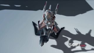 Sci-fi gal in spacesuit nails dame alien on exoplanet