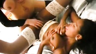 Dark-Hued cutie pounded in every slot by a TRANSSEXUAL and a boy