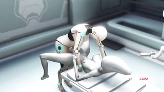 Sci-fi dame android nails an alien in the space station