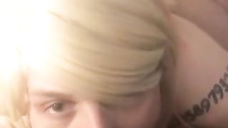 Lit Sissy Kassi deep-throats meaty ebony bone