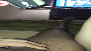 Latina She-Male gargling dark-hued penis