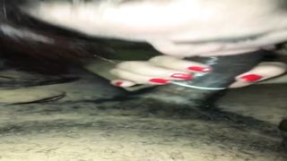 Latina She-Male gargling dark-hued penis