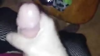 Crossdressing sissy SkY lubricated and jizzing on undies