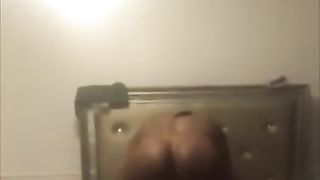 Ebony CD Humped Moist in Crimson High-Heeled Shoes