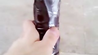 EBONY BULL GINORMOUS DARK-HUED SPUNK-PUMP into my sissy bootie